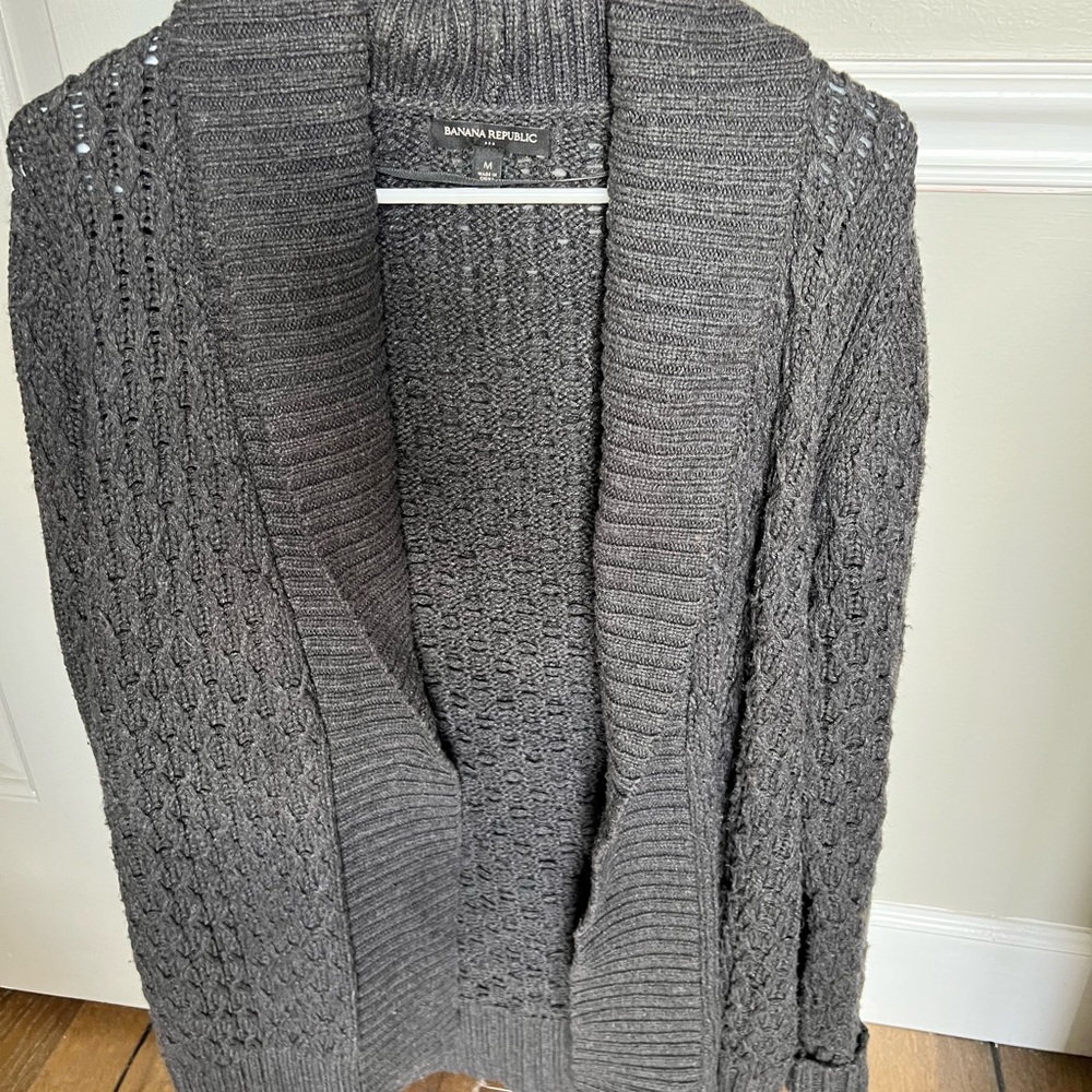 Banana Republic Gray Cardigan Sweater, medium